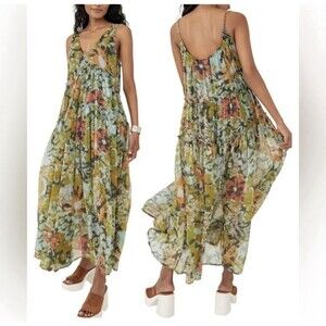Free People Julianna Maxi Dress in Misty Combo Floral Print Small